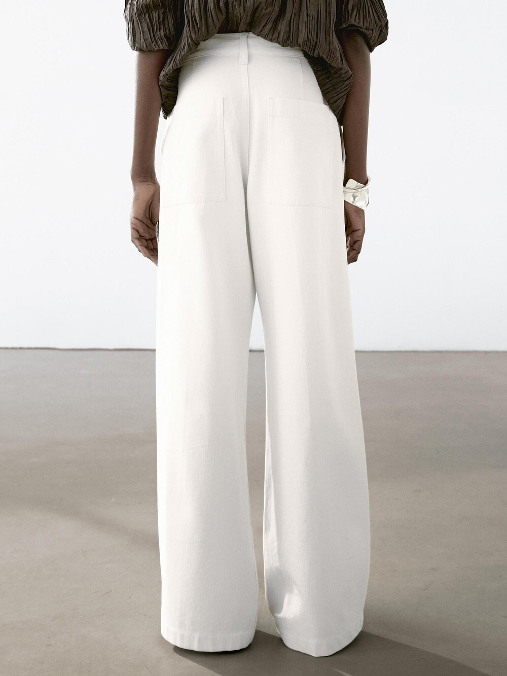 Massimo Dutti Брюки свободного кроя со средней посадкой, белый