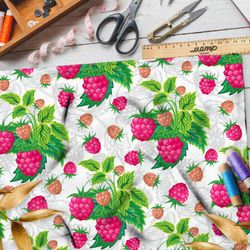 Ткань футер 2-х нитка насыщенная малина на бежевом фоне