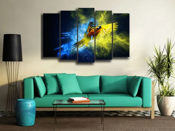 Модульная картина "Шикарный попугай"