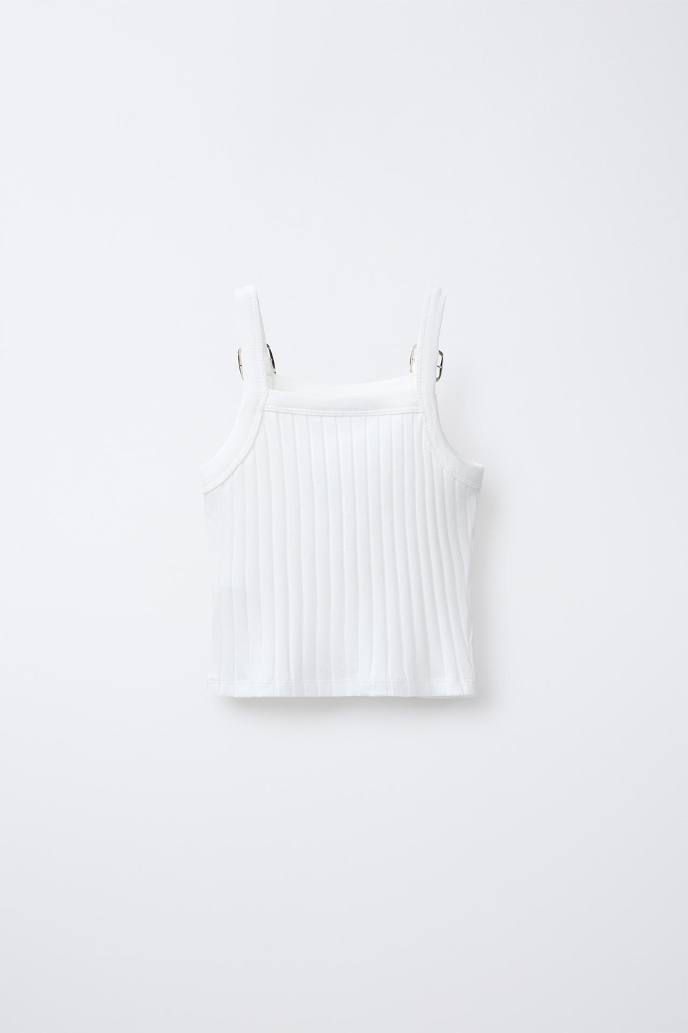 ZARA ТОП В РУБЧИК С БРЕТЕЛЯМИ И ПРЯЖКАМИ, ЭКРЮ