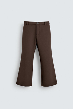 ZARA X DISNEY БРЮКИ КЛЕШ С НАШИВКАМИ, КОРИЧНЕВЫЙ