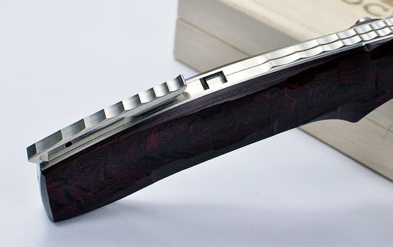 Премиальный японский нож Rockstead RIN-ZDP (RD) 67 HRC - рукоять титан + бордовый эбонит, сталь ZDP-189