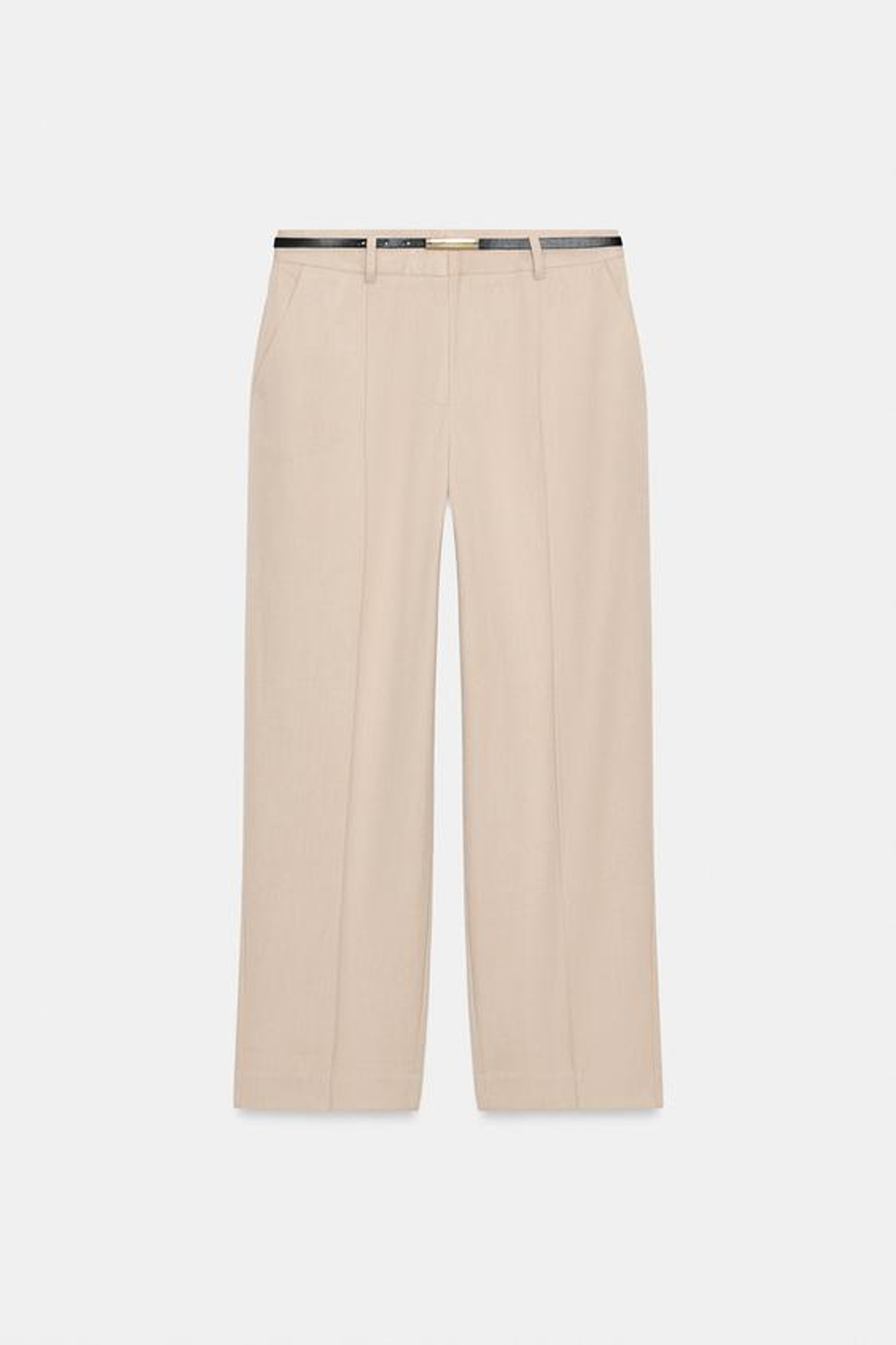 ZARA ПРЯМЫЕ БРЮКИ С ПОЯСОМ, БЕЖЕВЫЙ