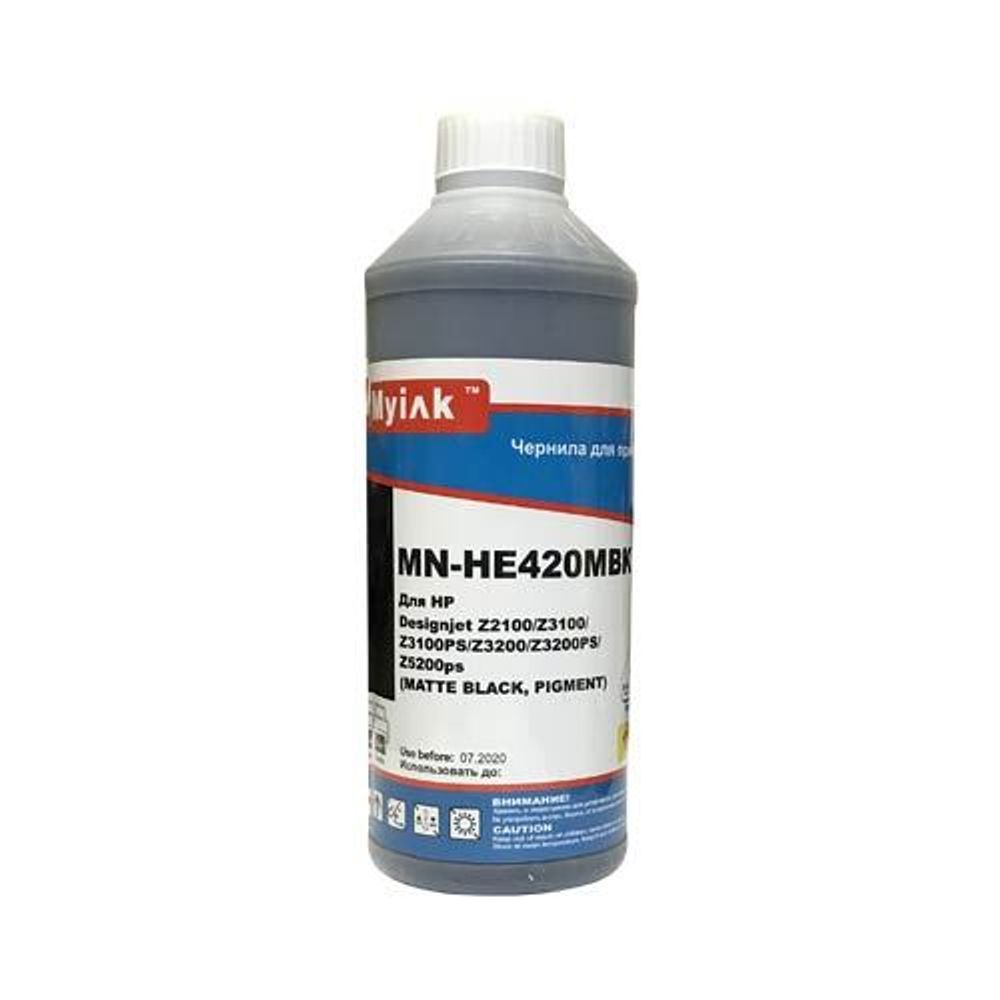 Чернила MyInk HE420MBK для HP (70) C9448A, DesignJet Z2100, Z3100, Z3200, Z5200, Z5400 (1л, Pigment) Matte black