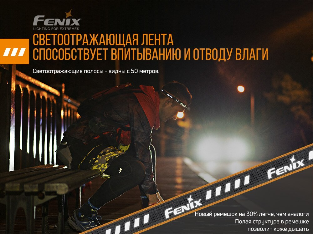 Налобный фонарь Fenix HM23 до 240 люмен до 100 часов Встроенный аккумулятор 3 режима