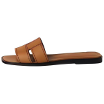 Hermes Round Toe Casual Slippers Women's Brown, H241099Z A3