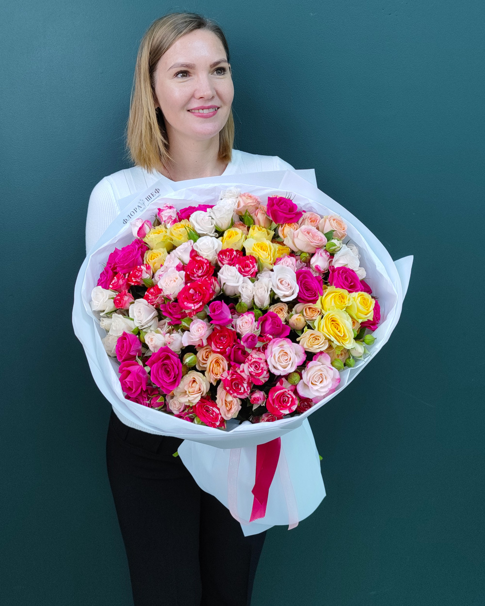 Роза кустовая микс,25 веток(00298)