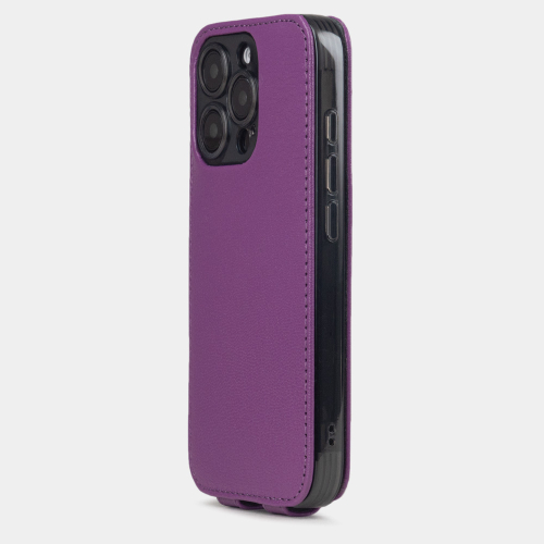 Чехол iPhone 16 Pro натуральная кожа козы, фиалкового цвета