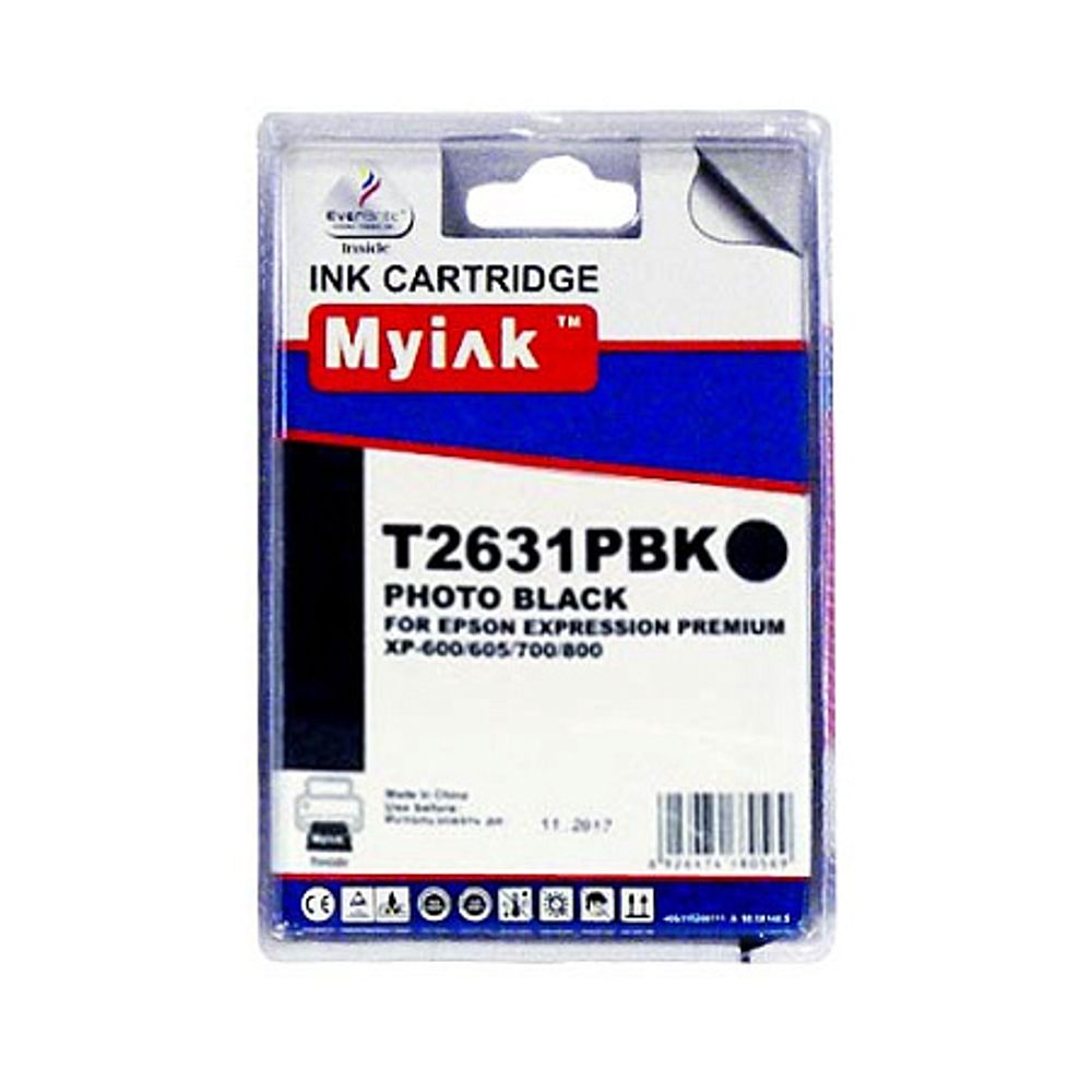 Картридж T2631 для Epson Expression Premium XP-600/XP-605/XP-700/XP-800 Photo black  (13,8ml, Dye) MyInk