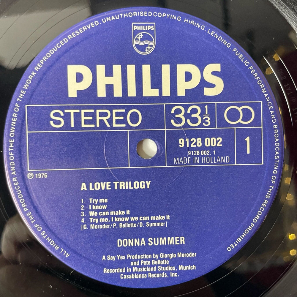 Винтажная виниловая пластинка LP Donna Summer A Love Trilogy (Holland 1976)