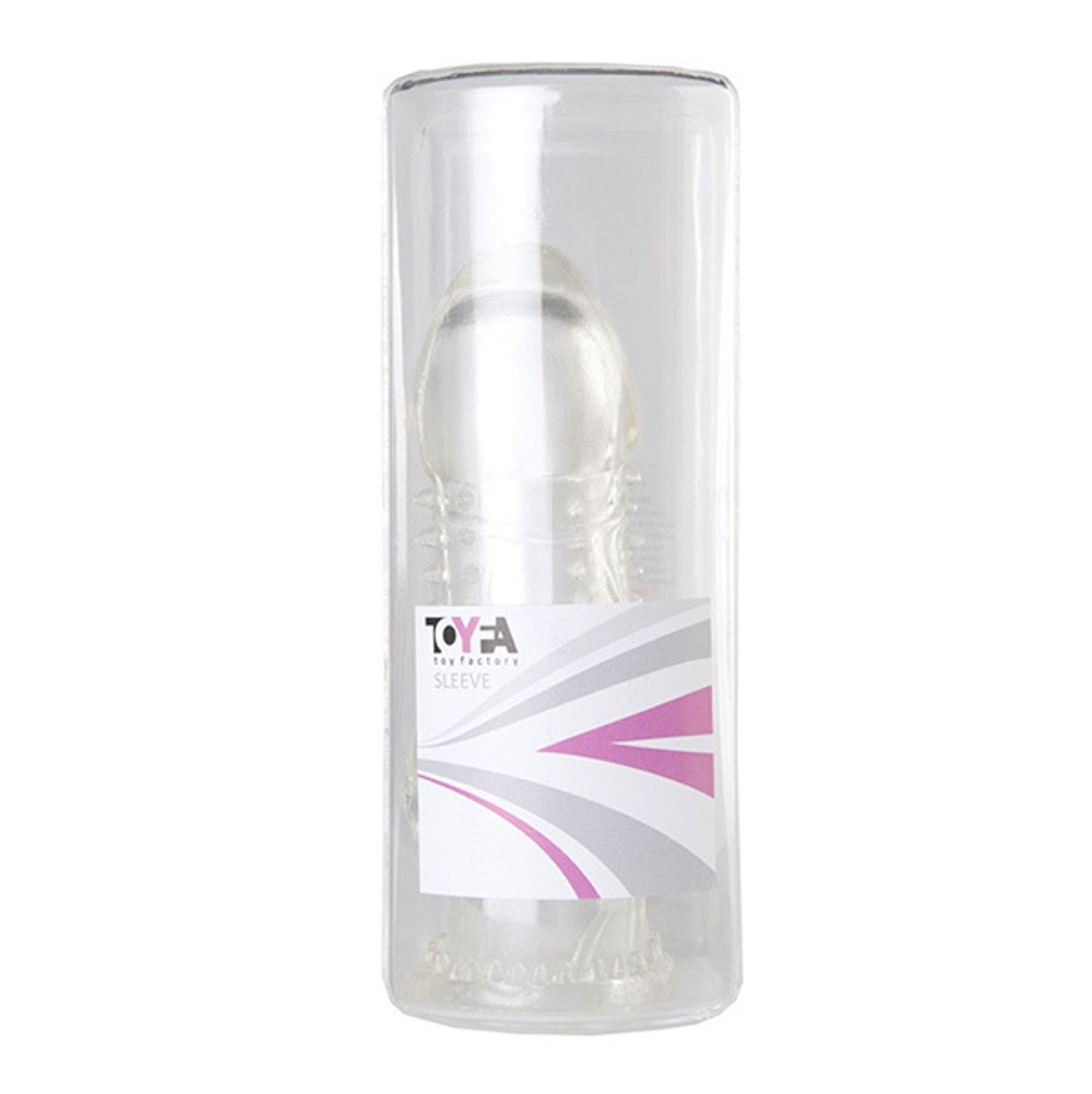 Прозрачная гелевая насадка 13см с клиторальным отростком и шипами ToyFa Basic 818019-1