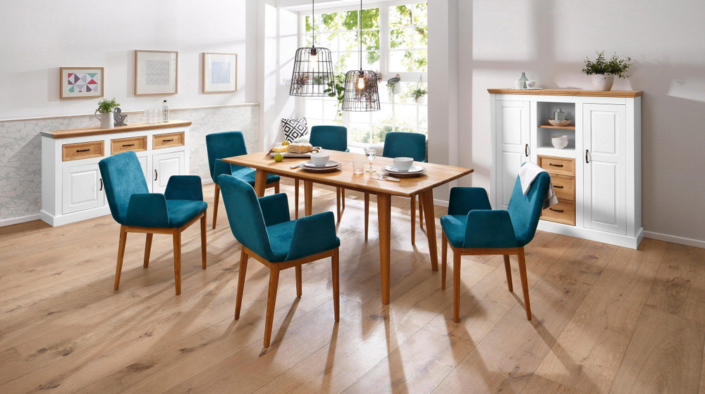 Тумба в гостиную Ландхаус 130х38х130 см, белый комод из массива сосны с 3 ящиками