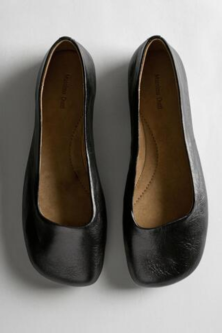 Massimo Dutti Кожаные балетки с квадратным носком, черный