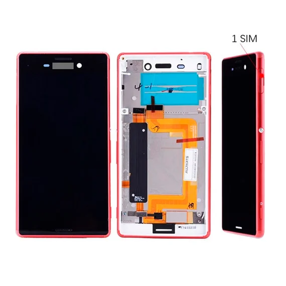 Дисплей для Sony M4 в cборе с тачскрином на рамке (Red) (Version:1 SIM)