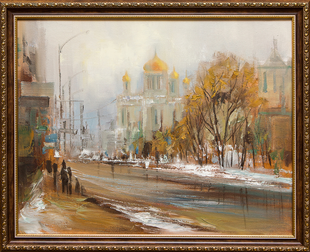 Картина маслом "Весна в столице" Рыбаков