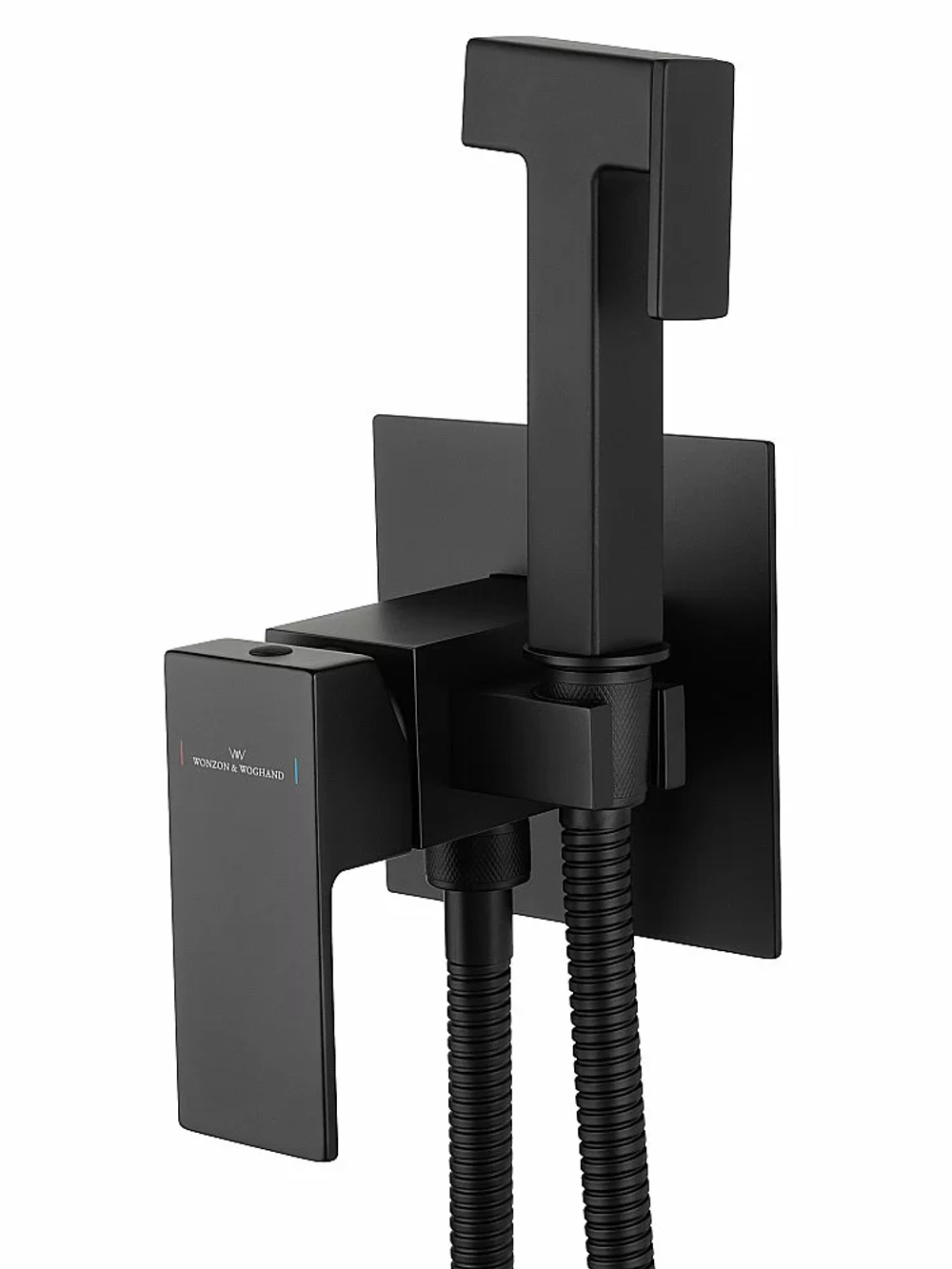 Гигиенический душ со смесителем встраиваемый WONZON & WOGHAND CUBE WW-88829016-MB черный матовый