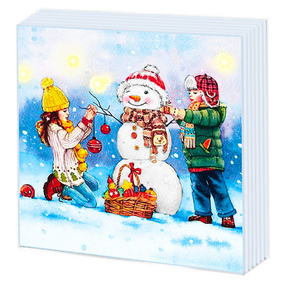 Салфетка "НГ Снеговик и дети" 33*33см, 20 шт., 2-х слойная