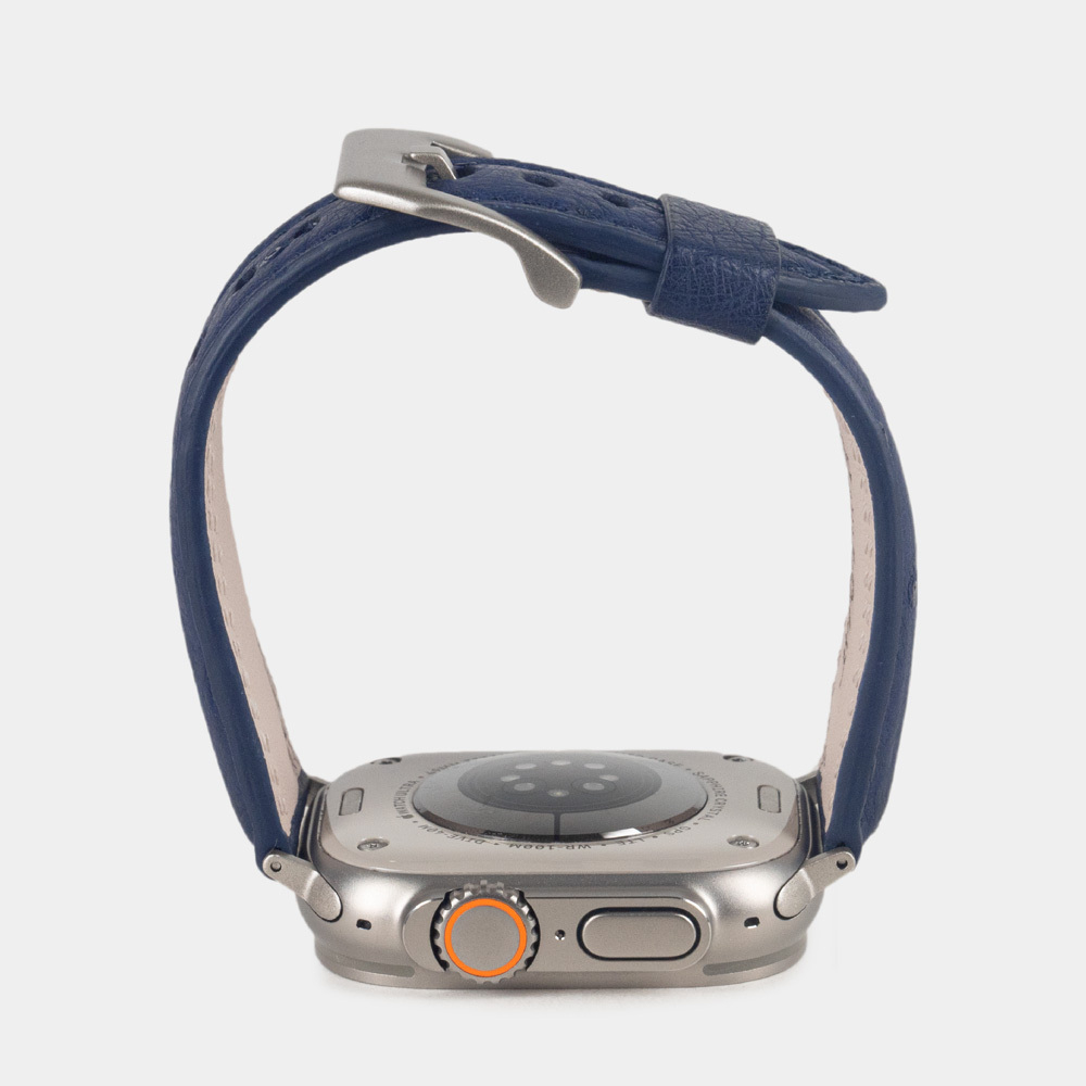 Ремешок для Apple Watch Ultra 49mm из кожи страуса, синего цвета