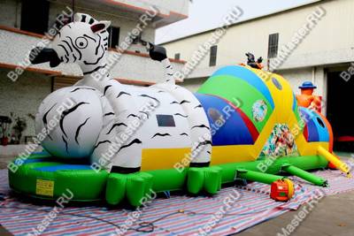 Коммерческий надувной батут "Тоннель зебра"