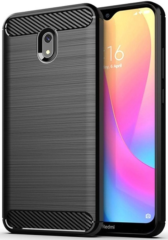 Чехол для Xiaomi Redmi 8A цвет Black (черный), серия Carbon от Caseport