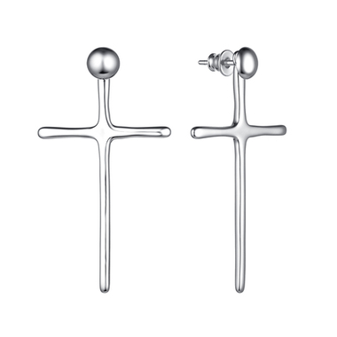 Серьги пусеты Кресты из серебра