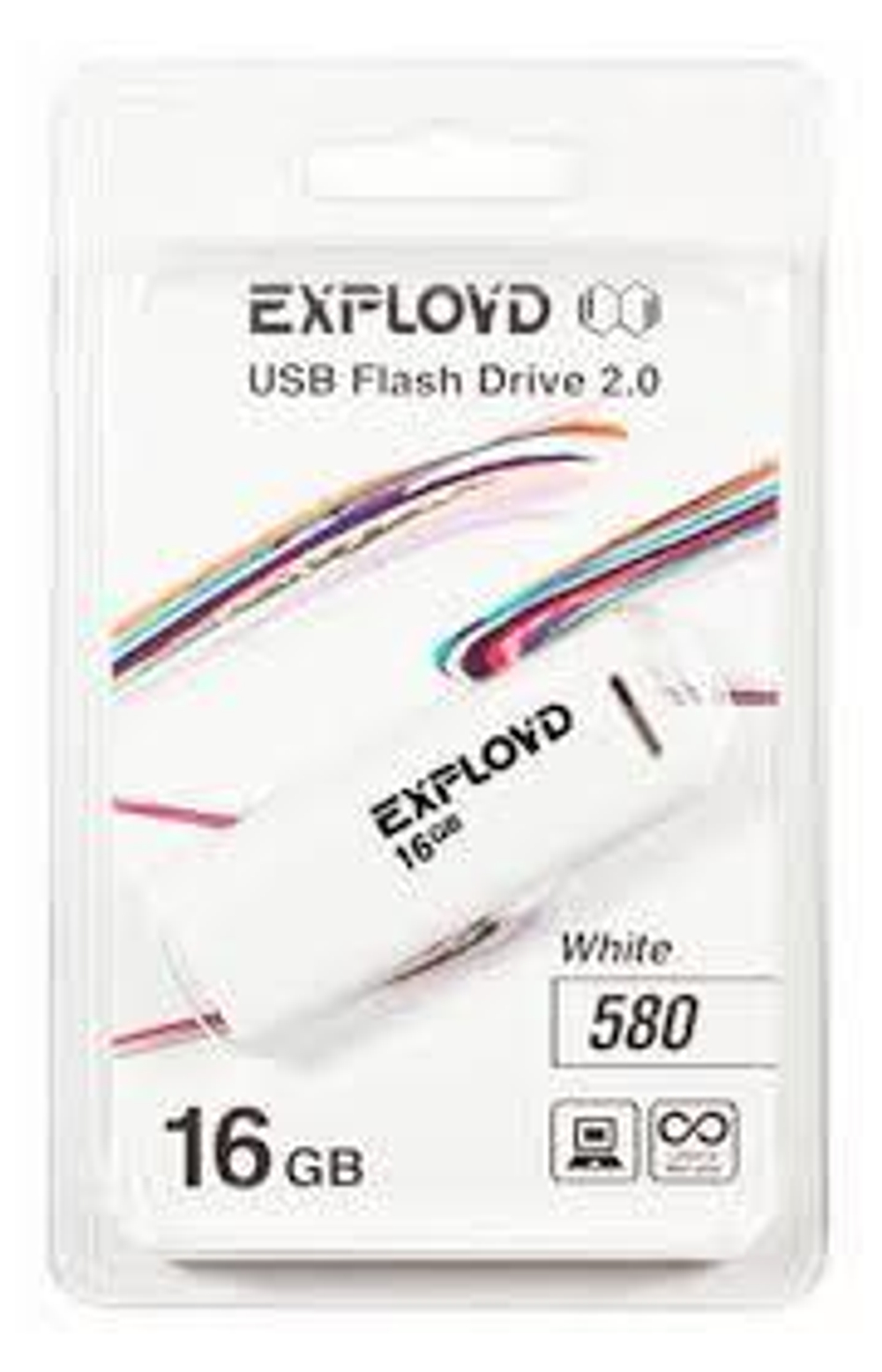 USB Флешка 16GB Exployd 580, USB 2.0, белая
