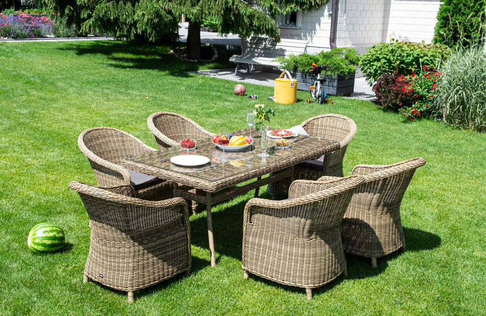 "Эспрессо" обеденная группа плетеная, цвет соломенный