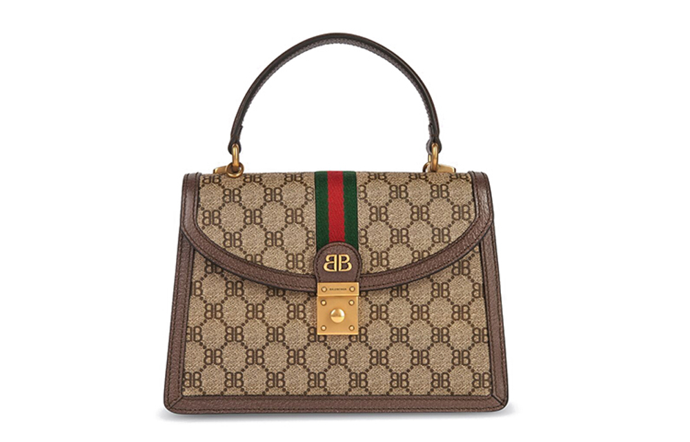 Balenciaga GUCCI Collaboration Polyester Handbag Briefcase Large Women"s Brown