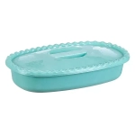 Миска прямоугольная 1,5 л. с крышкой аквамарин