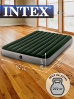 Мaтрас нaдувной Intex 64109 Prestige Downy 152х203х25 см / Крoвать нaдувная Интeкс двухспальная велюровая для дома и туризма