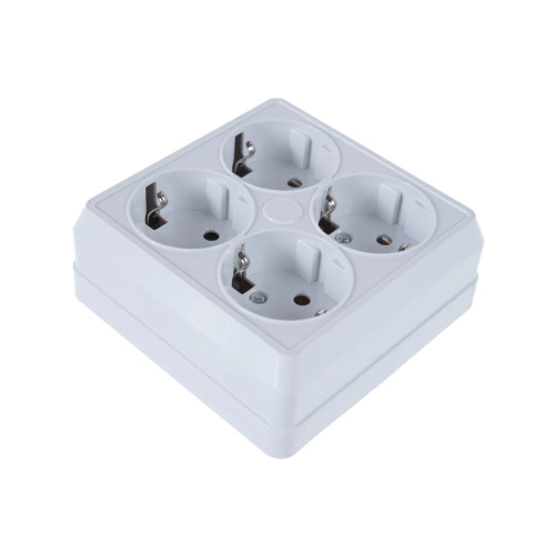 UNIVersal Олимп розетка ОУ 4 мест. белый земля квадрат 1165