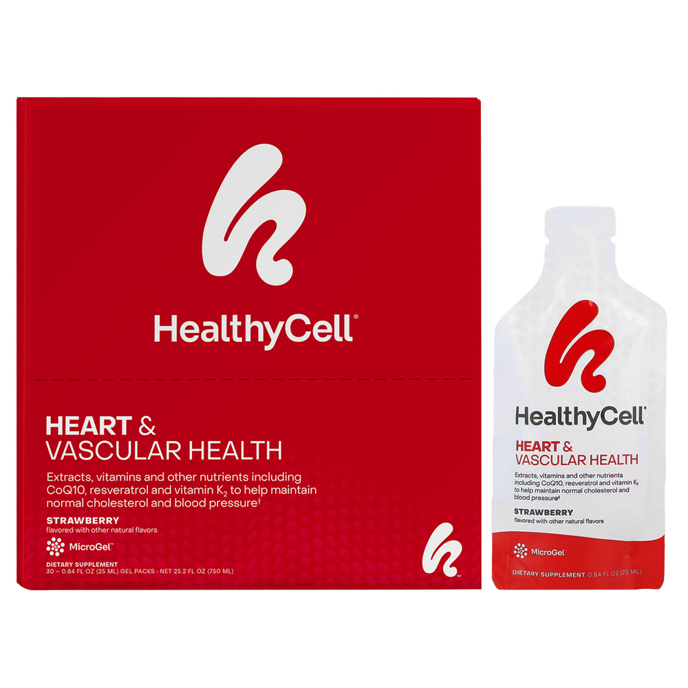 HealthyCell, Heart & Vascular Health, клубника, 30 гелевых пакетиков по 25 мл (0,84 жидк. Унции)