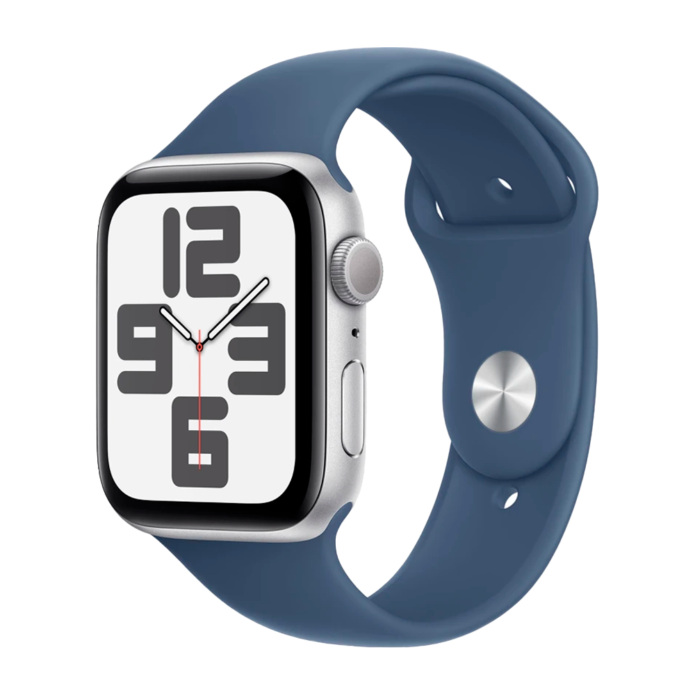 Умные часы Apple Watch SE 2 (2024) GPS, 44mm, Silver Aluminium Case with Sport Band M/L, Denim (Серебристый)