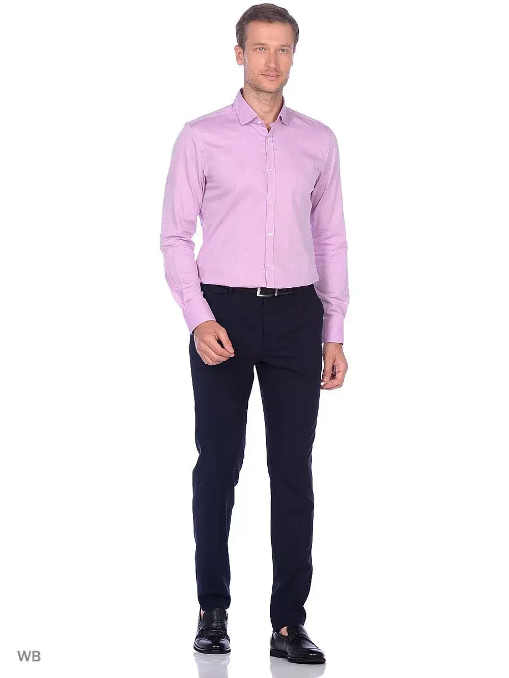 Рубашка приталенная с длинным рукавом