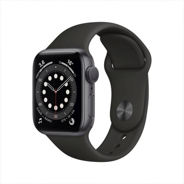 Часы Apple Watch Series 6 GPS 40mm Aluminum Case with Sport Band Серый Космос/Черный (MG133RU/A)