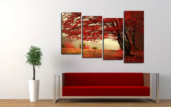 Модульная картина "Красный листопад"