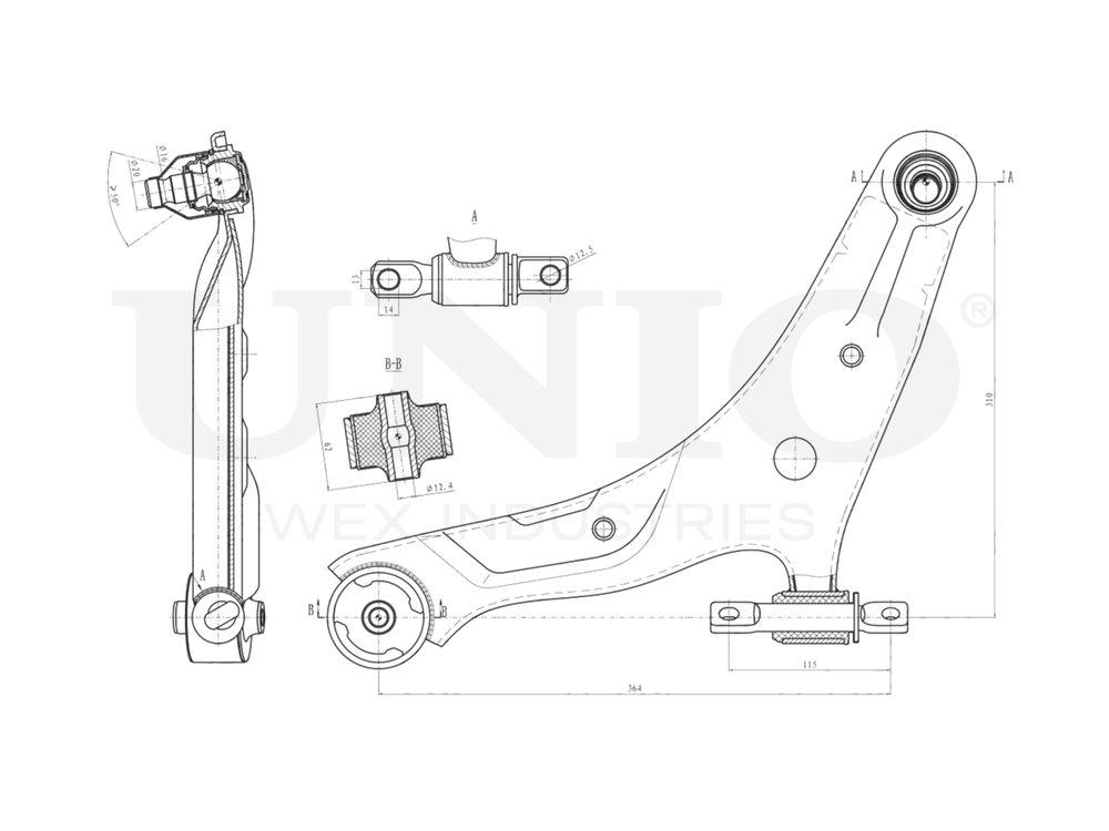 Рычаг подвески продольный передний нижний левый UNIO SSP-40096