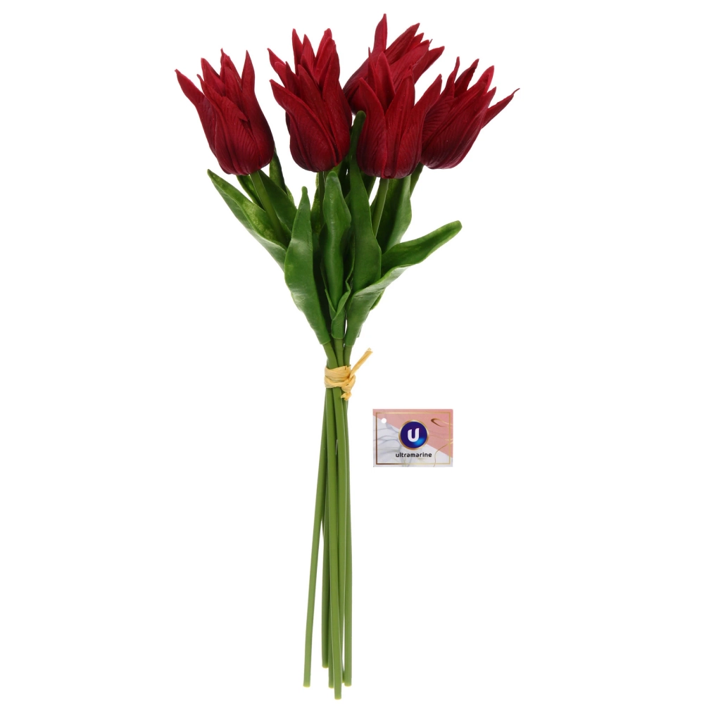 Цветы искусственные «Natur» 37см Тюльпаны 7шт бордовые