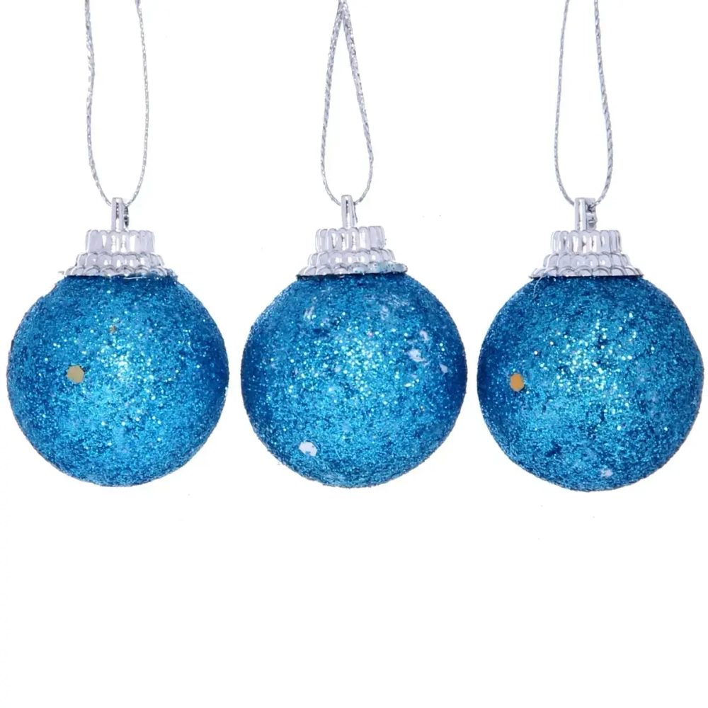 Новогодние шары 3 см (набор 9 шт) «Блестящее напыление», голубой