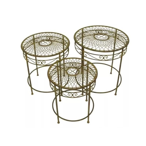 Набор из 3-х столиков "Зеленый сад" 41x46см / 47x51см / 53x56см Металл