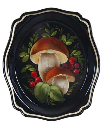 Жостовский поднос декоративный, размер 20х17 см (A3), металлический