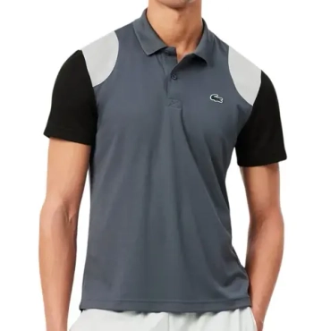Мужское теннисное поло Lacoste Ultra Dry Colour-Block Sport - grey/black