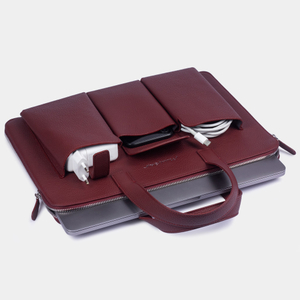 Сумка для MacBook Pro 13"-14" Bocage с карманами из кожи теленка бордового цвета