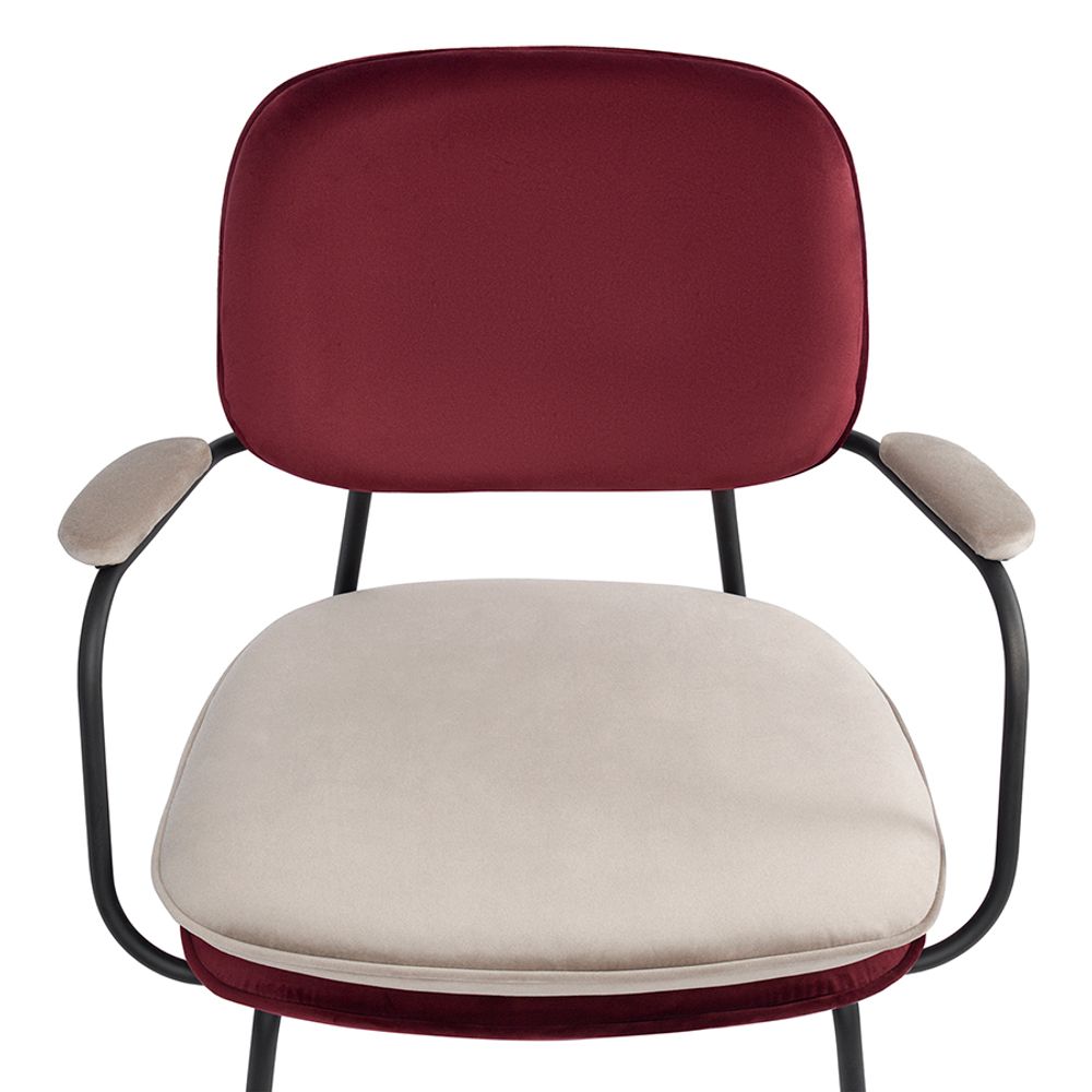 Стул с подлокотниками Pea, велюр, бордовый/бежевый