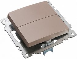 Выключатель двухклавишный без рамки Stekker Катрин 39592