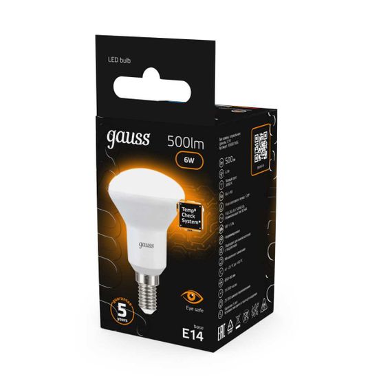 Лампа светодиодная рефлекторная Gauss E14 6W 3000K матовая 106001106
