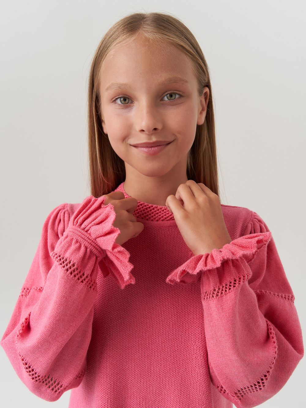 Платье для девочки с длинным рукавом AT1039 коралловый