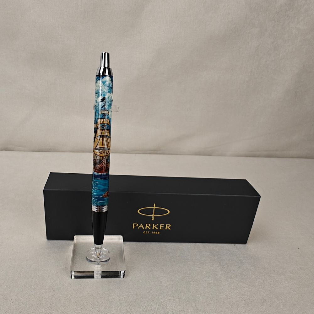 Ручка шариковая "Парусник" с ручной росписью Палех