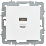 BRITE Розетка USB A+C 45Вт высокоскоростная зарядка РЮ11-2-БрАБ арктический белый IEK