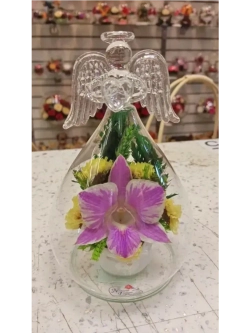 натуральная орхидея в стеклянном ангеле, вакуум 04.10